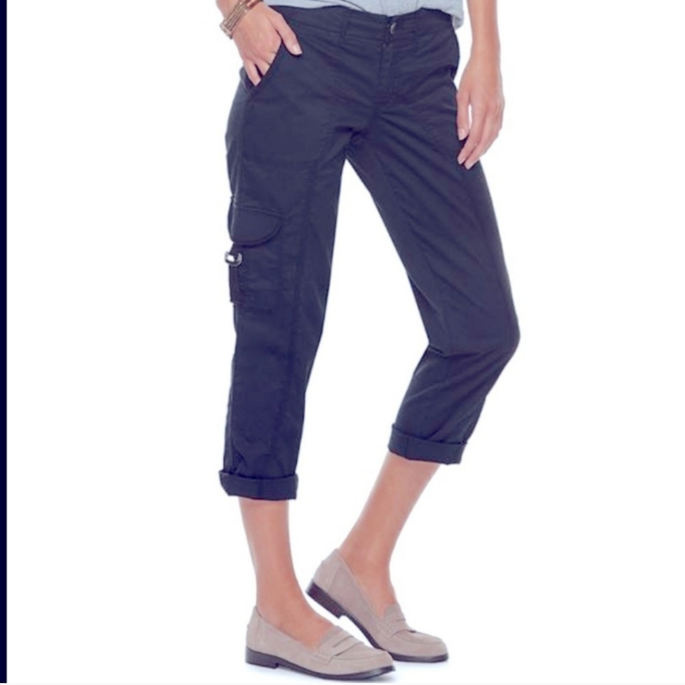 Sonoma Navy Blue Cargo Chino Capri Pants Women's 10P Petite Cropped EUC
